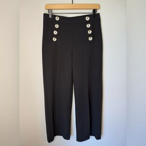 Jules And Leopold Cropped Black Wide Leg High Rise Sailor Trousers Sz S